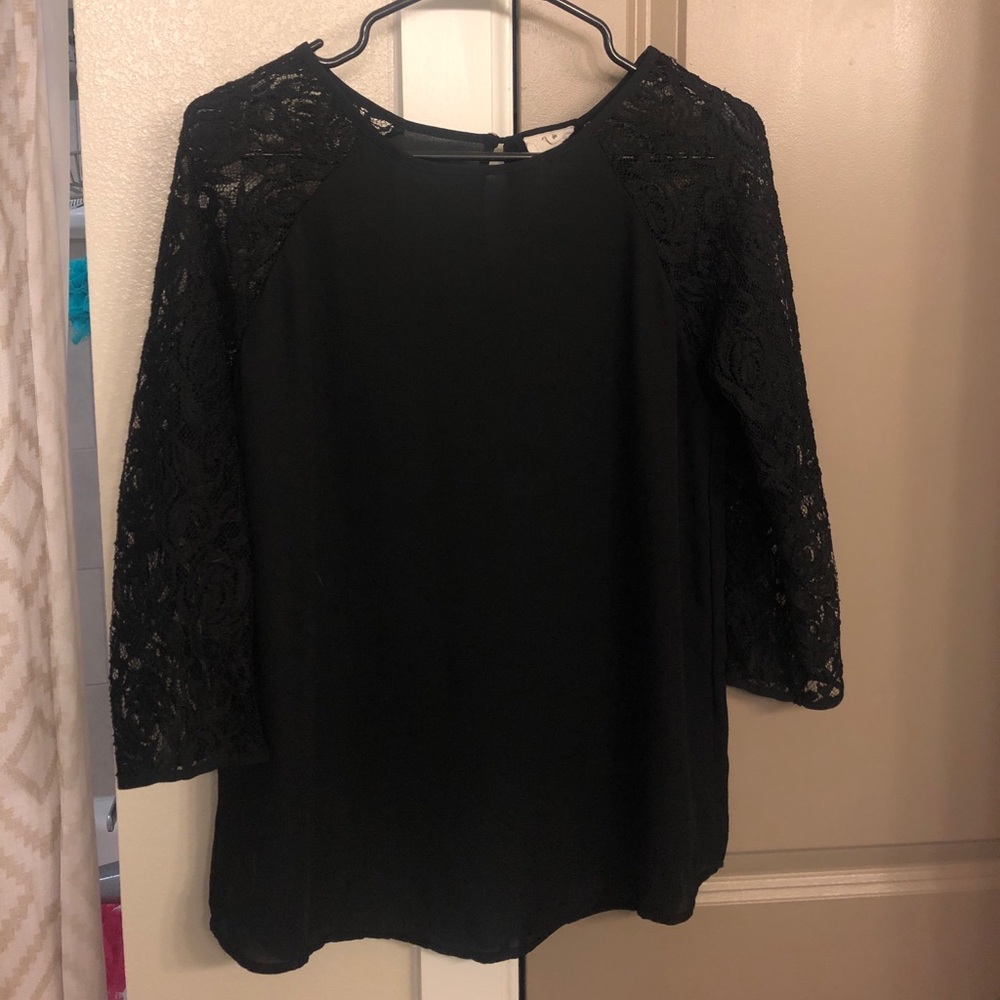 Black Lace Sleeves Dress Shirt